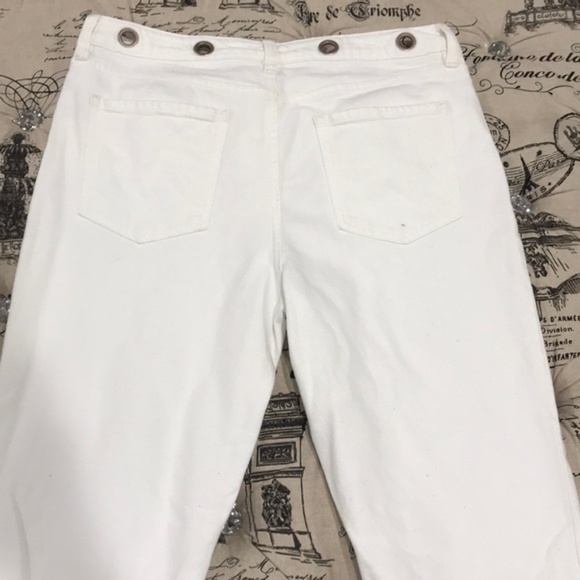 FREE PEOPLE Belt Our Crop Bootcut Jeans In Ivory - Picture 5 of 8